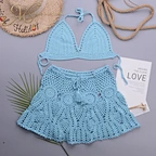 sky blue crochet beach set
